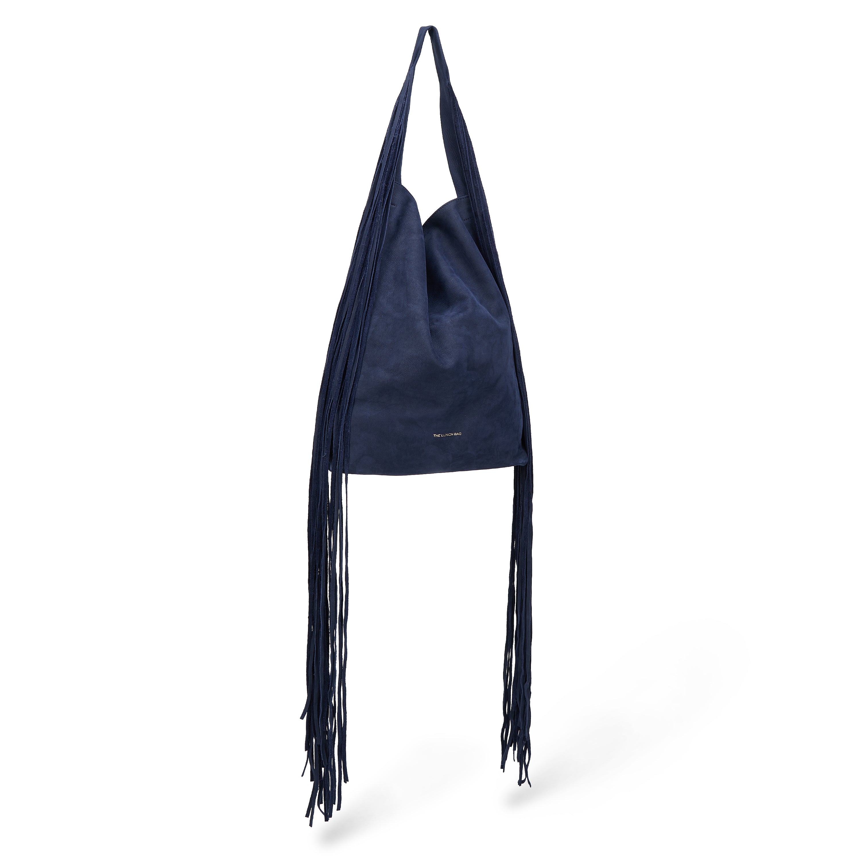 Boho bag with fringes blue