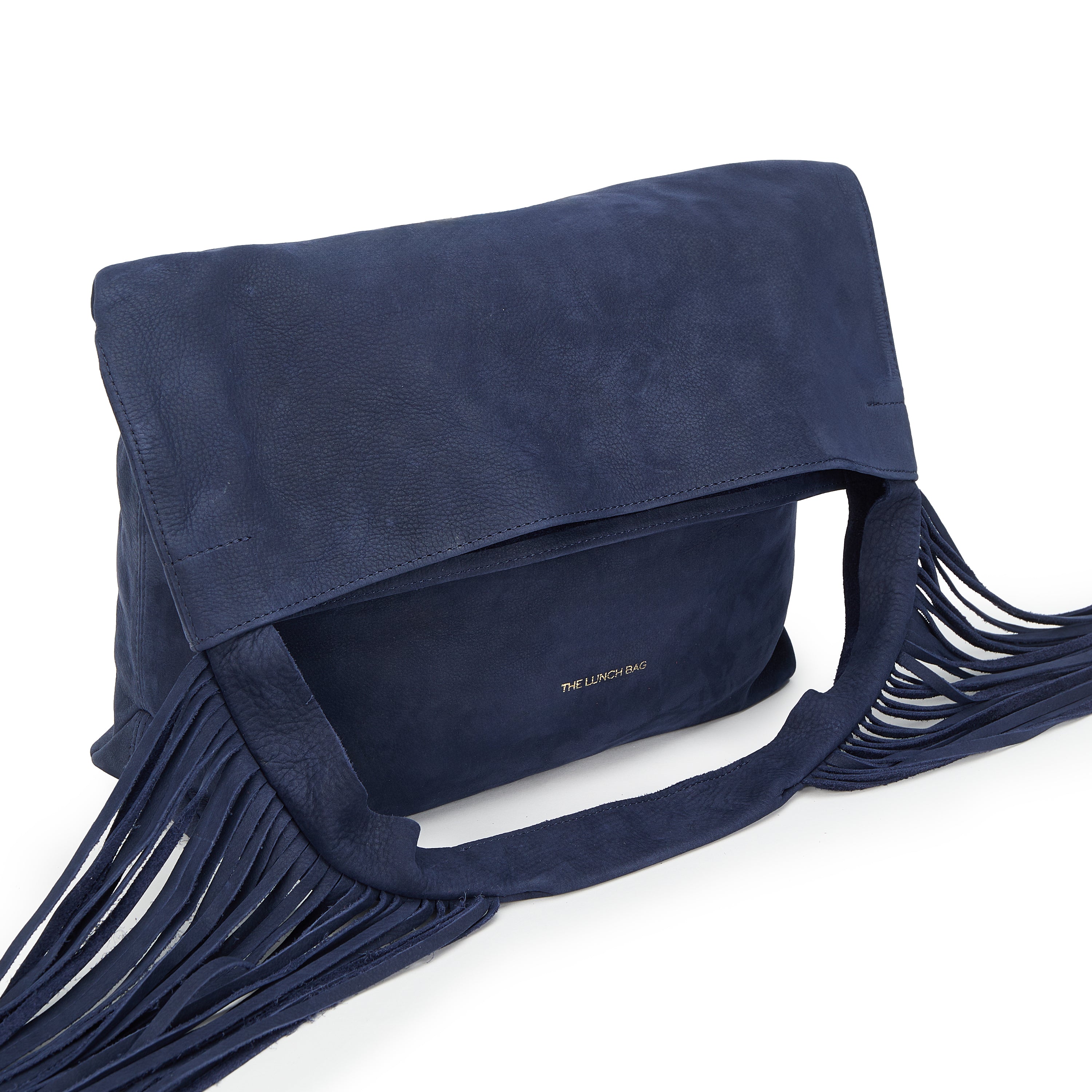 Boho bag with fringes blue